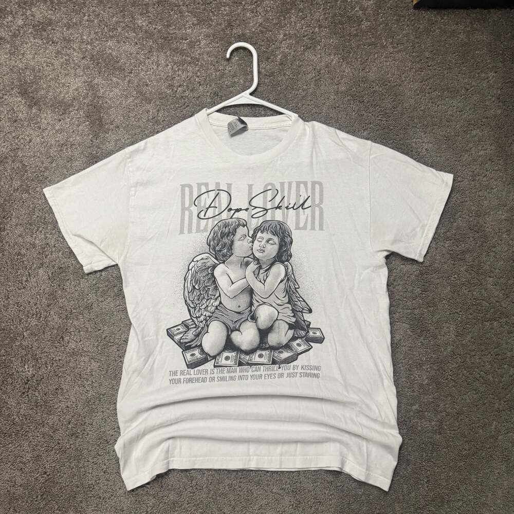 Dope Skill Real Lover Graphic T-Shirt White Size M